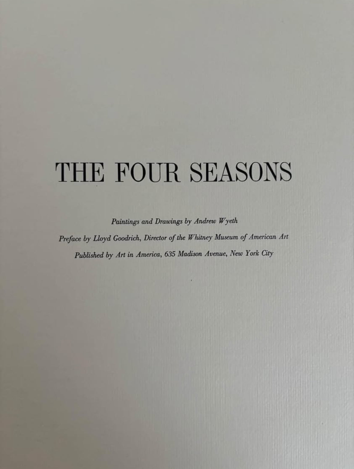 The FOUR SEASONS a Portfolio of 7 Loose Prints by Andrew Wyeth in Case First Printing 1962