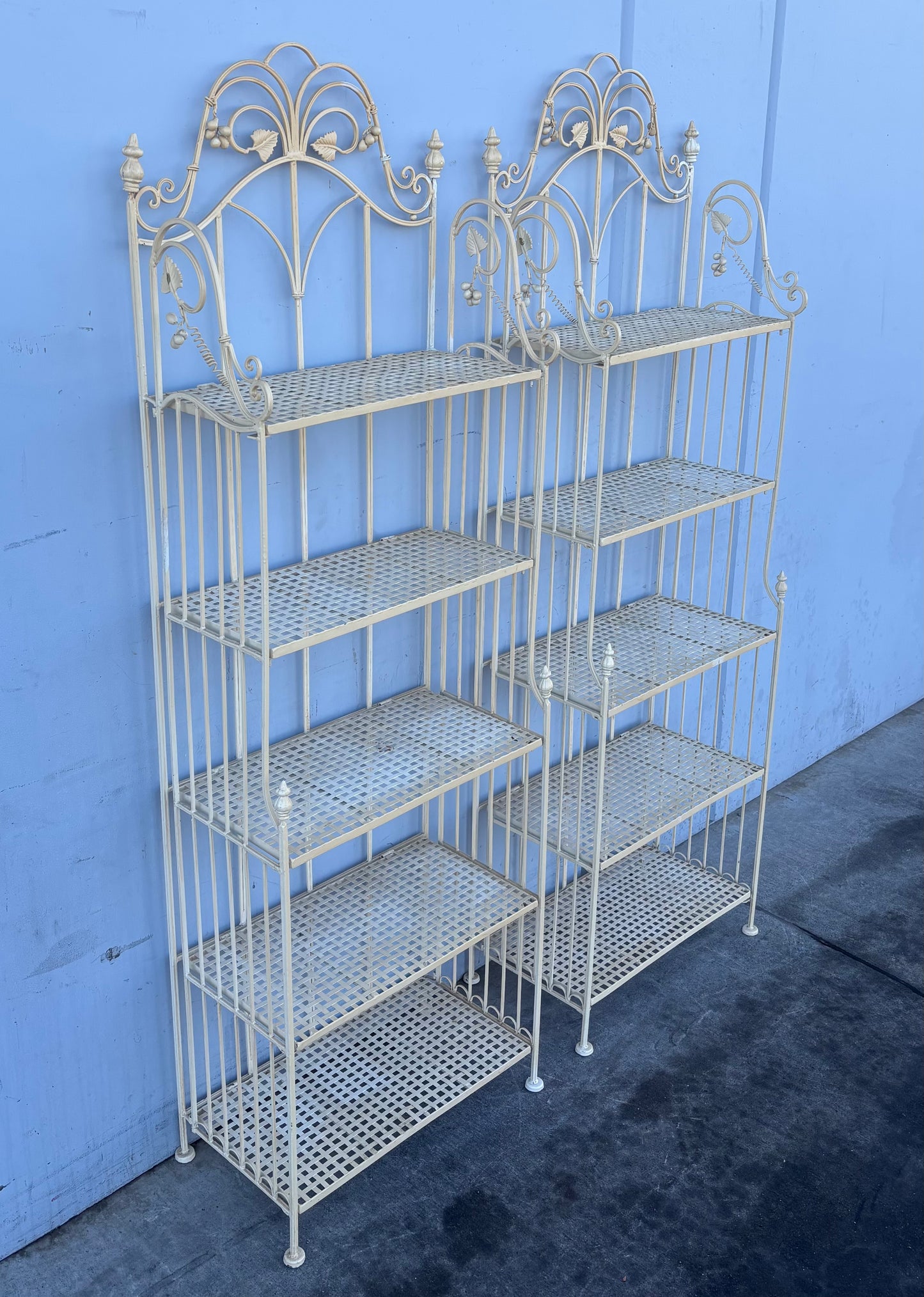 white/cream wrought iron bakers racks/ shelves (2)