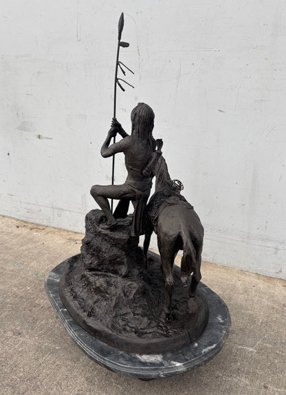 bronze statue After Marshall Mitchell: old coon foot and young brave