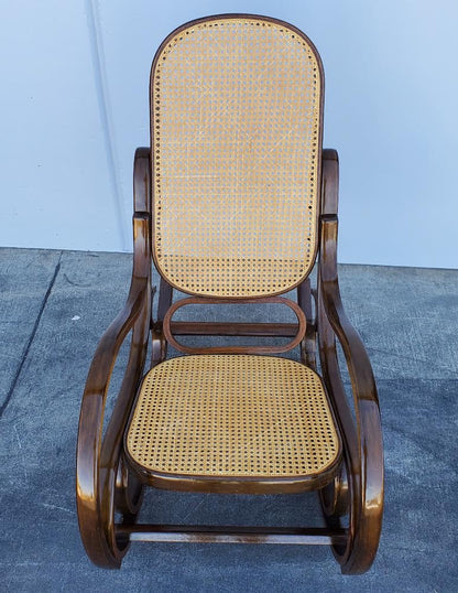 thonet style bentwood vintage rocking armchair wicker/rattan/cane seat