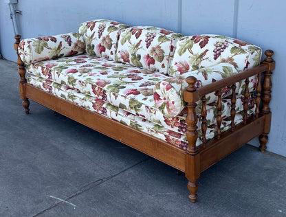 Vintage Mid Century Style Sofa Day Bed Floral Wood Ethan Allen