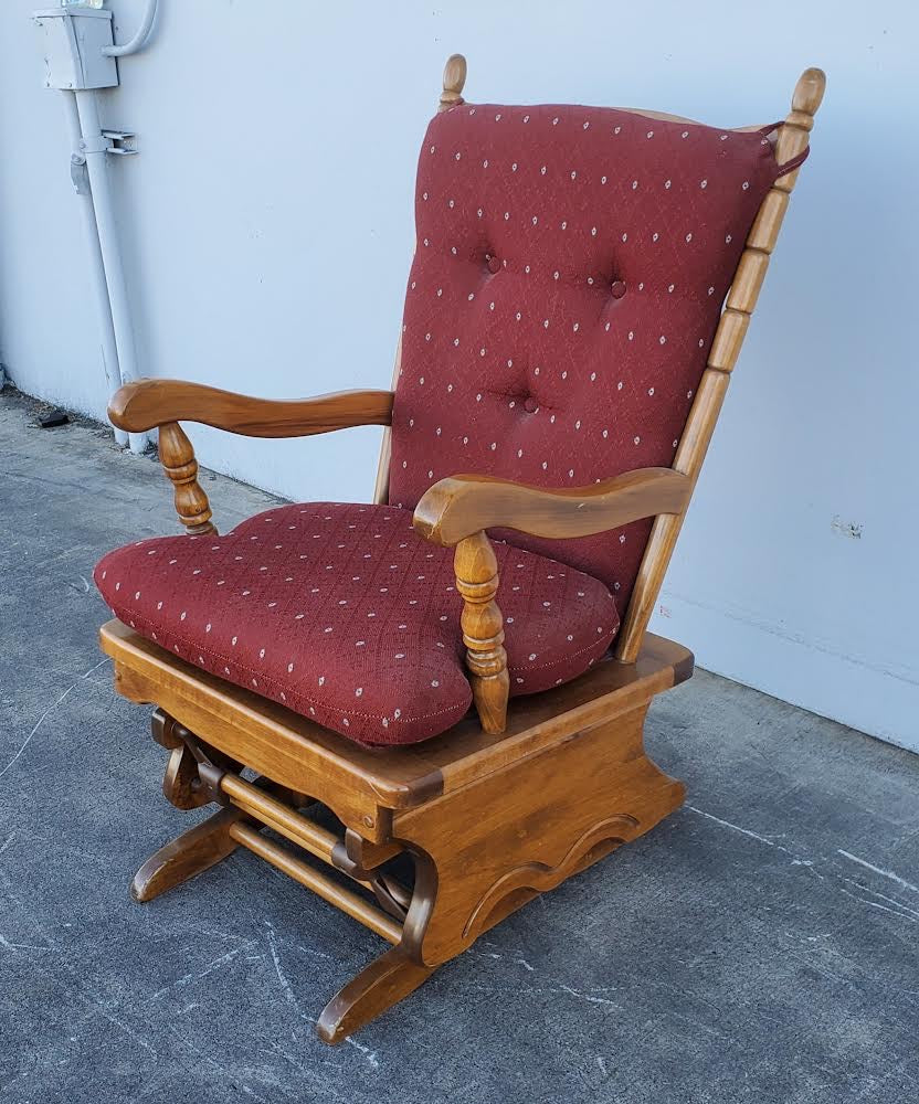 towne square rocking armchair red cushion light wood