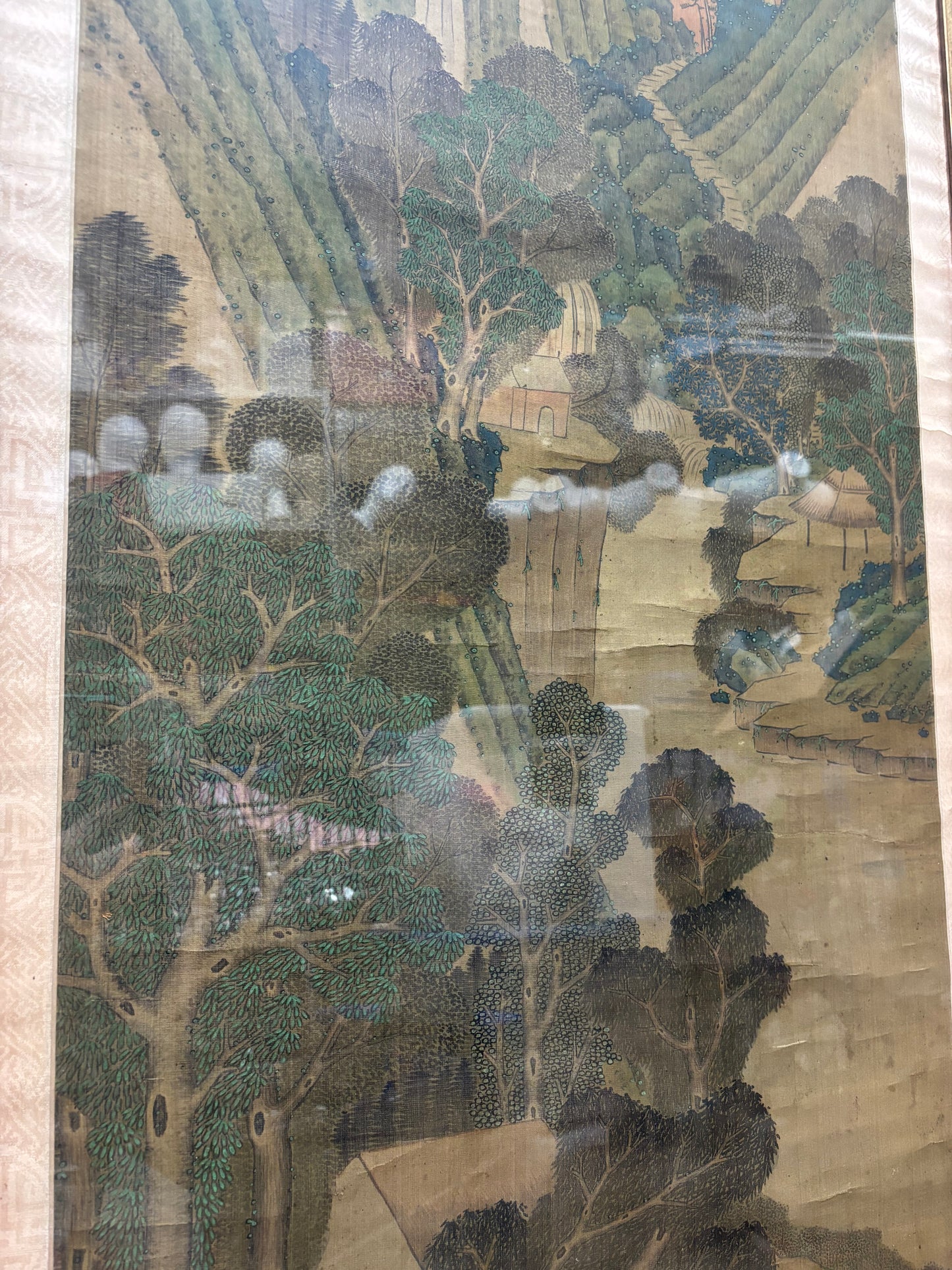Asian / Chinese/ Japanese silk vintage framed painting