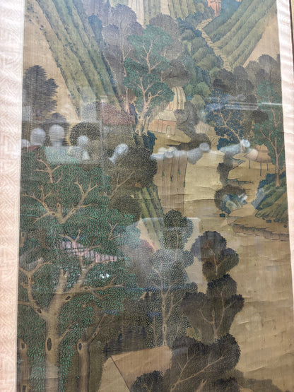 Asian / Chinese/ Japanese silk vintage framed painting