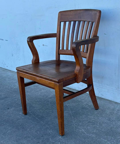 Antique Traditional Mahogany walnut Wood Bankers Library Arm Chair W. H. Gunlocke chair co.
