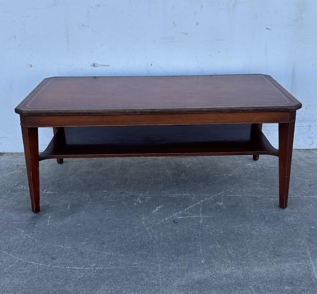 Antique/Mahogany Leather Top Coffee Table