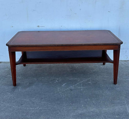 Antique/Mahogany Leather Top Coffee Table