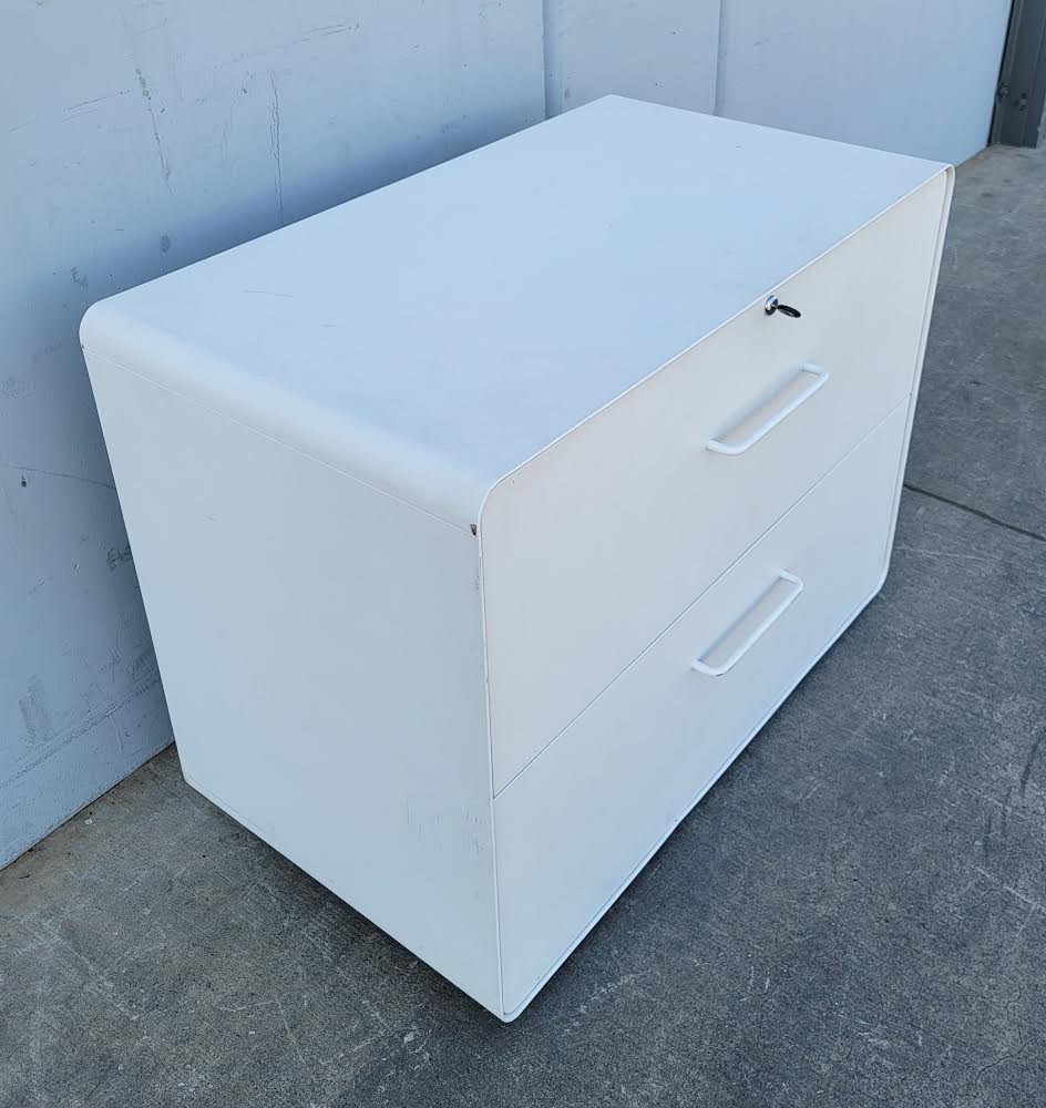 Poppin stow lateral file cabinet 2 drawer white