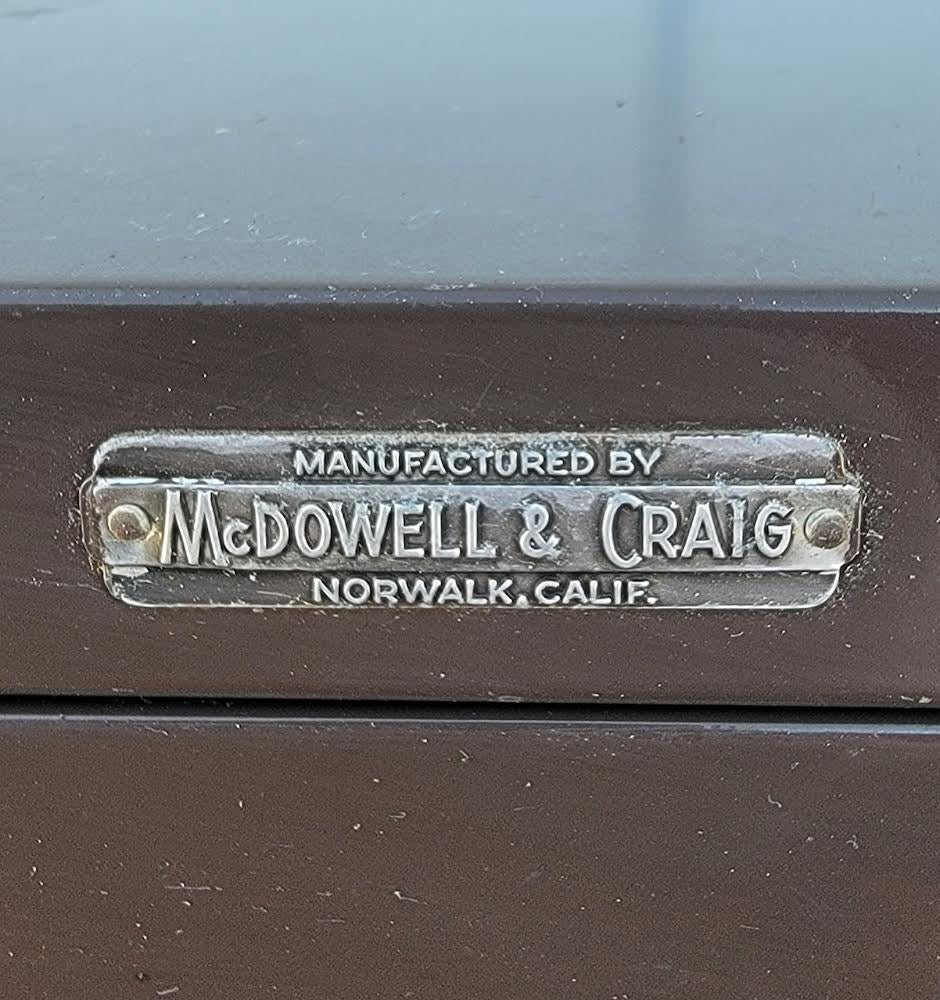 McDowell & Craig brown vertical file cabinet with key