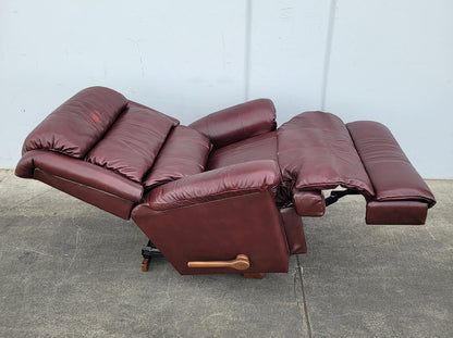 Mahogany leather recliner armchair la-z- boy style