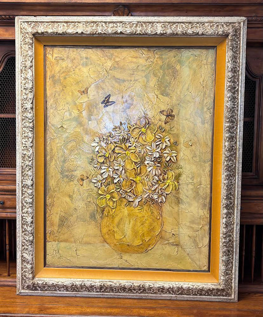 Antique Oil Painting Vase of Flowers Framed Philonese