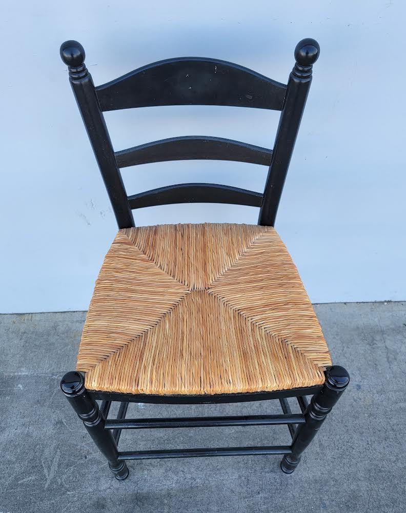 Pottery barn ladder back wicker/rush seat bar/ counter stool/ chair black
