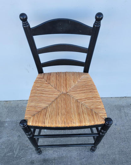 Pottery barn ladder back wicker/rush seat bar/ counter stool/ chair black