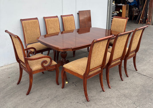Ethan Allen dining set table with 8 chairs and leaf