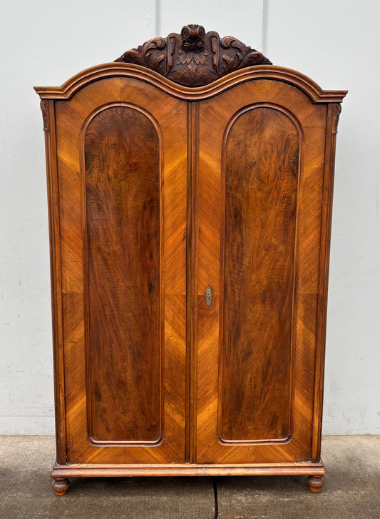 Vintage/antique two door walnut armoire/wardrobe cabinet (2/$350 each)