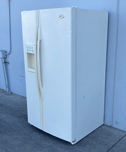 GE profile arctica white side by side refrigerator