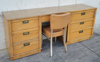MCM campaign style Office desk 2 pcs. light wood with chair