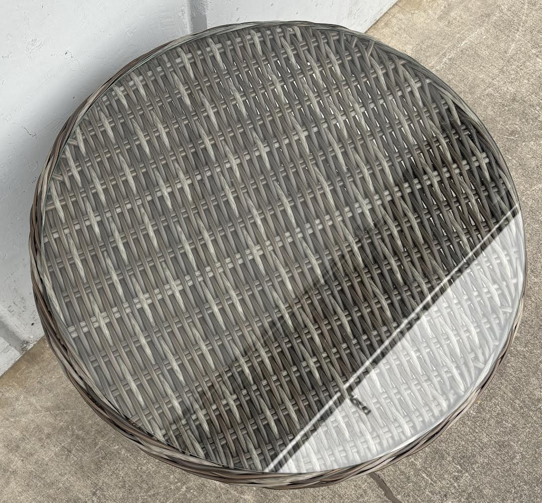 Wicker Outdoor Accent Table Glass Top