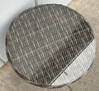 Wicker Outdoor Accent Table Glass Top
