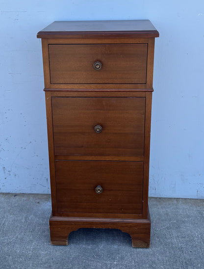 Dark Wood Antique Tall 3 Drawer Night Stand Side End Table