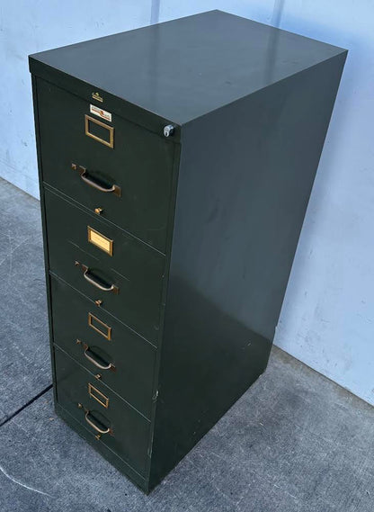 ASE aurora jordan mayo Green Metal Antique 4 Tier File Cabinet (no key)