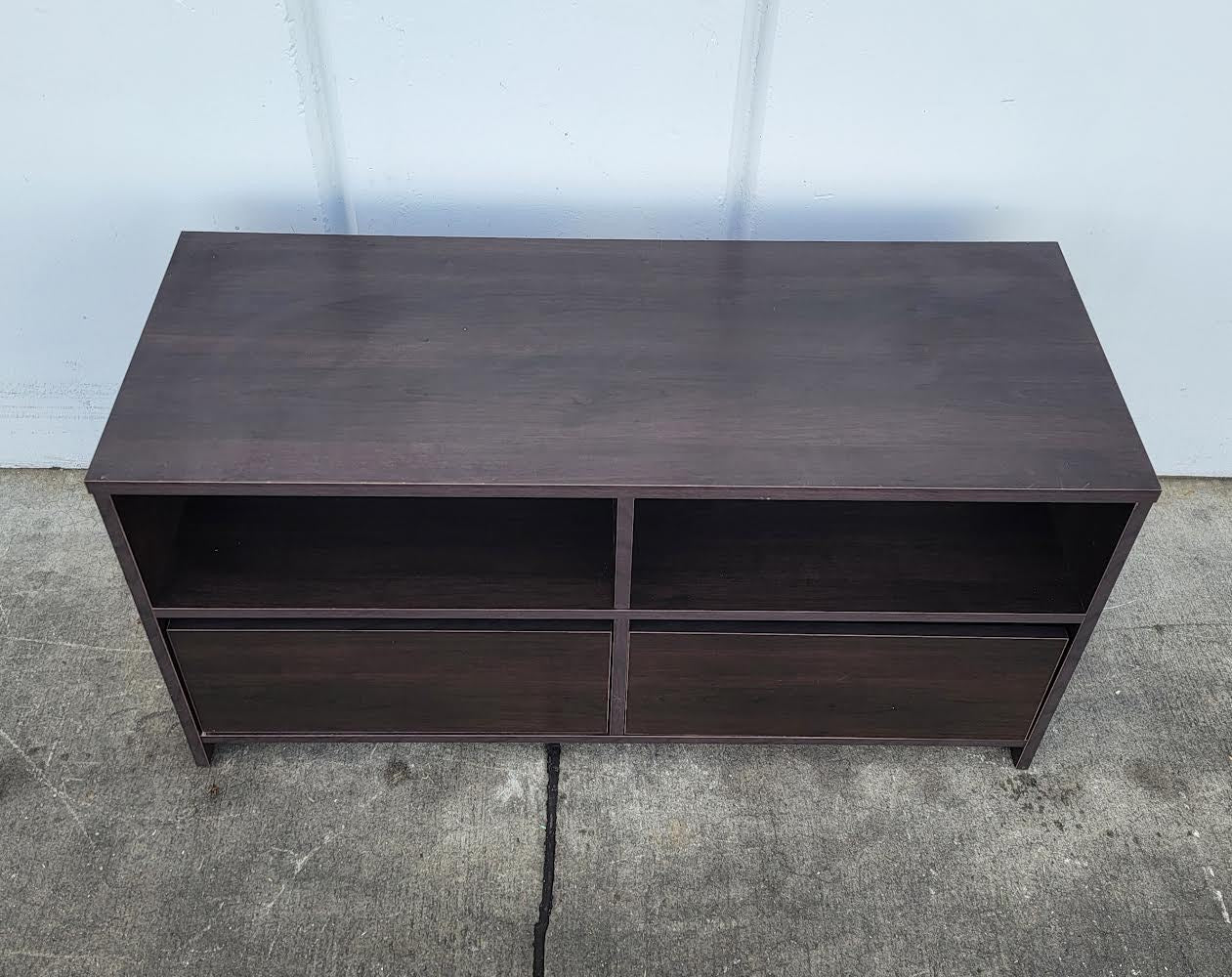 tv stand cabinet 2 drawers dark wood