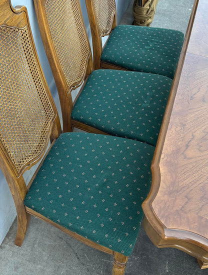 Vintage Dining Table Solid Wood With 8 Dining Chairs Cane