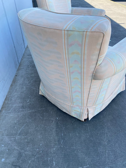 Armchairs set (2) pink/cream blue