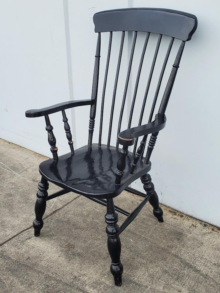 black fan back windsor style armchair