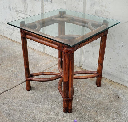 Glass top end/side table faux bamboo