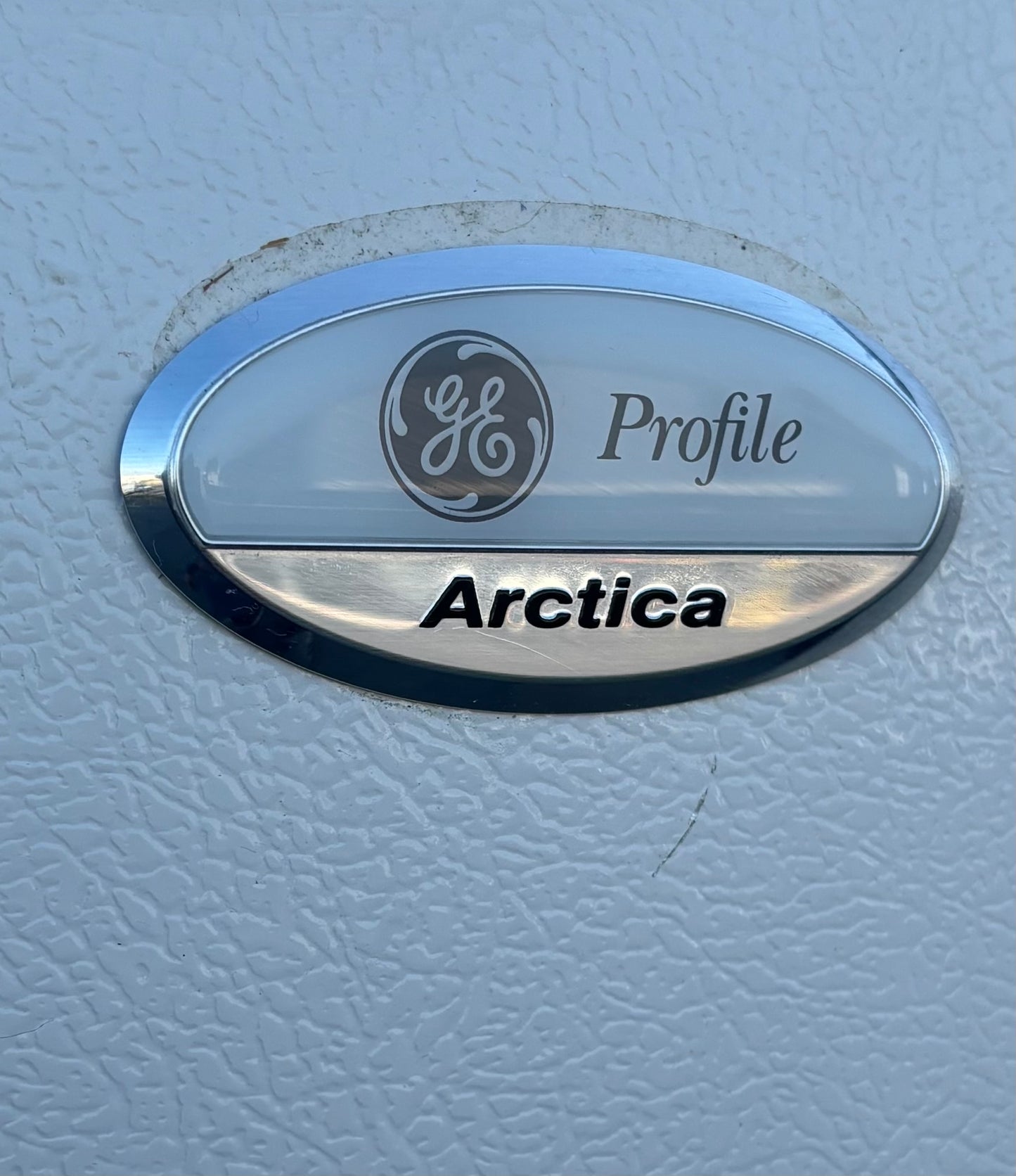GE profile arctica white side by side refrigerator