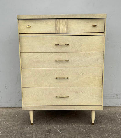 Tall MCM Bassett Dresser, Vintage Midcentury modern Highboy chest of drawers