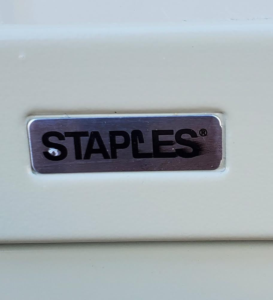 Staples tan/beige file cabinet (no key)