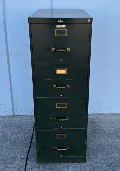 ASE aurora jordan mayo Green Metal Antique 4 Tier File Cabinet (no key)