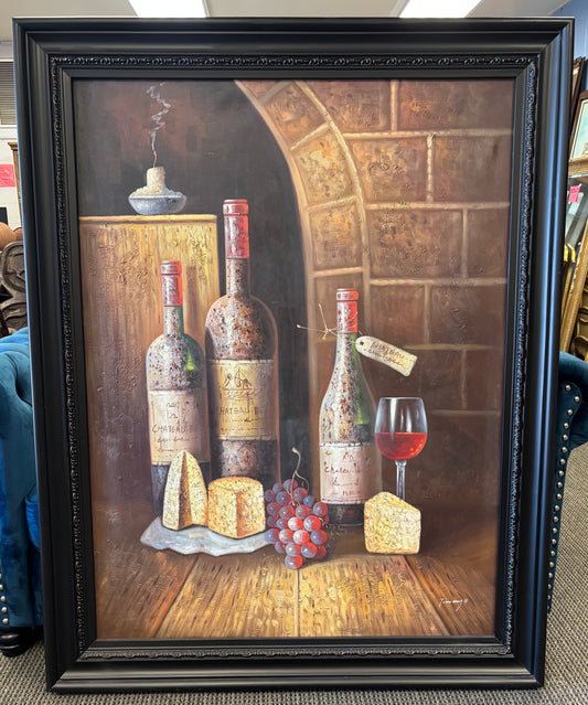 Framed Oil Painting “wine” Signed