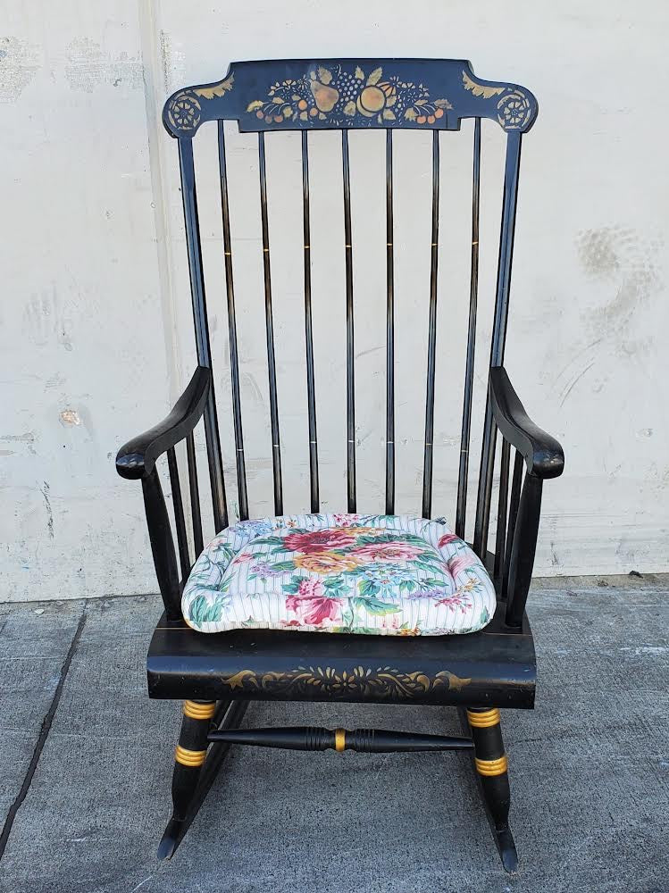 Nichols & Stone black floral rocking chair