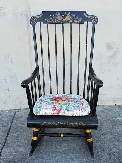 Nichols & Stone black floral rocking chair