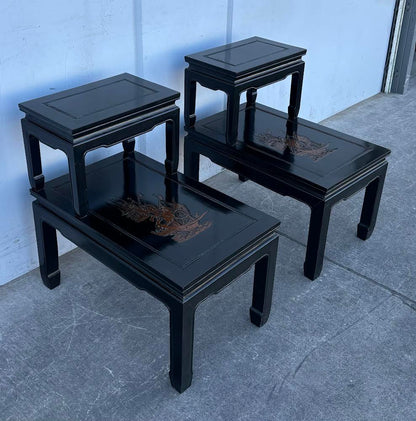 Antique Chinese Lacquer Side Tables