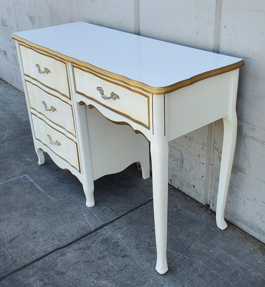 French provincial Queen Anne style white writing desk