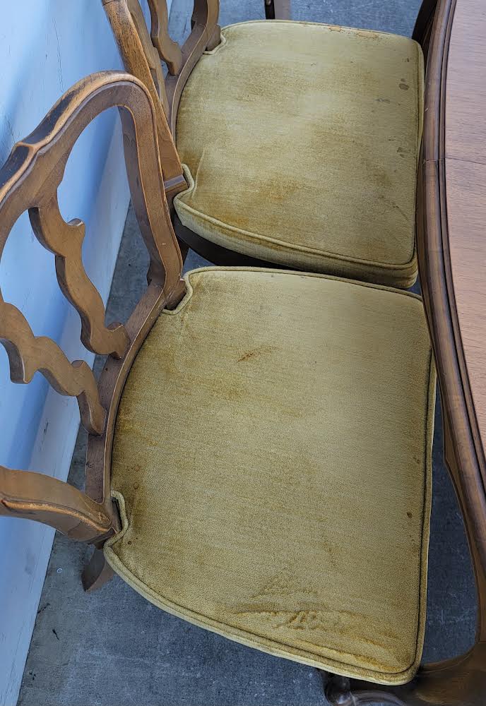 Vintage Dining Set wood oval French provincial table and 6 chairs