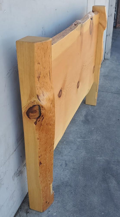 Ronwright light wood slabs headboard rustic