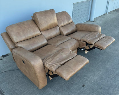 Light Brown Leather Reclining Sofa