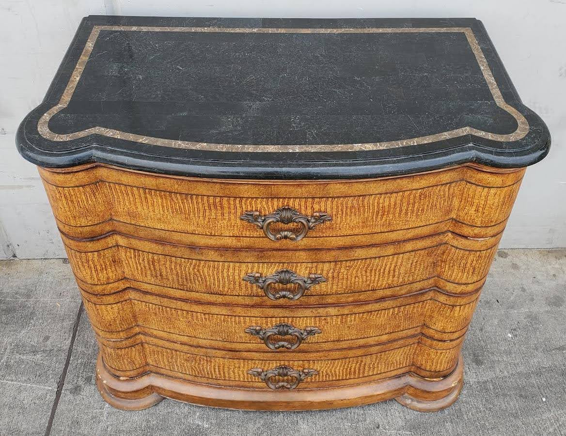 Light wood/black top dresser/chest of drawers