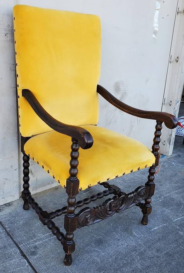 Antique French style yellow armchair