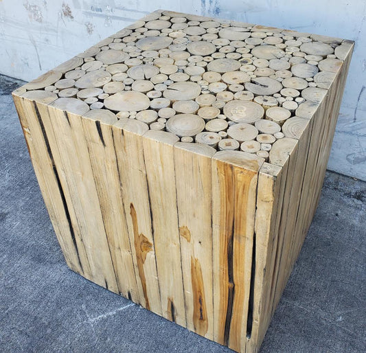 rustic coffee/side table teak solid wood boho