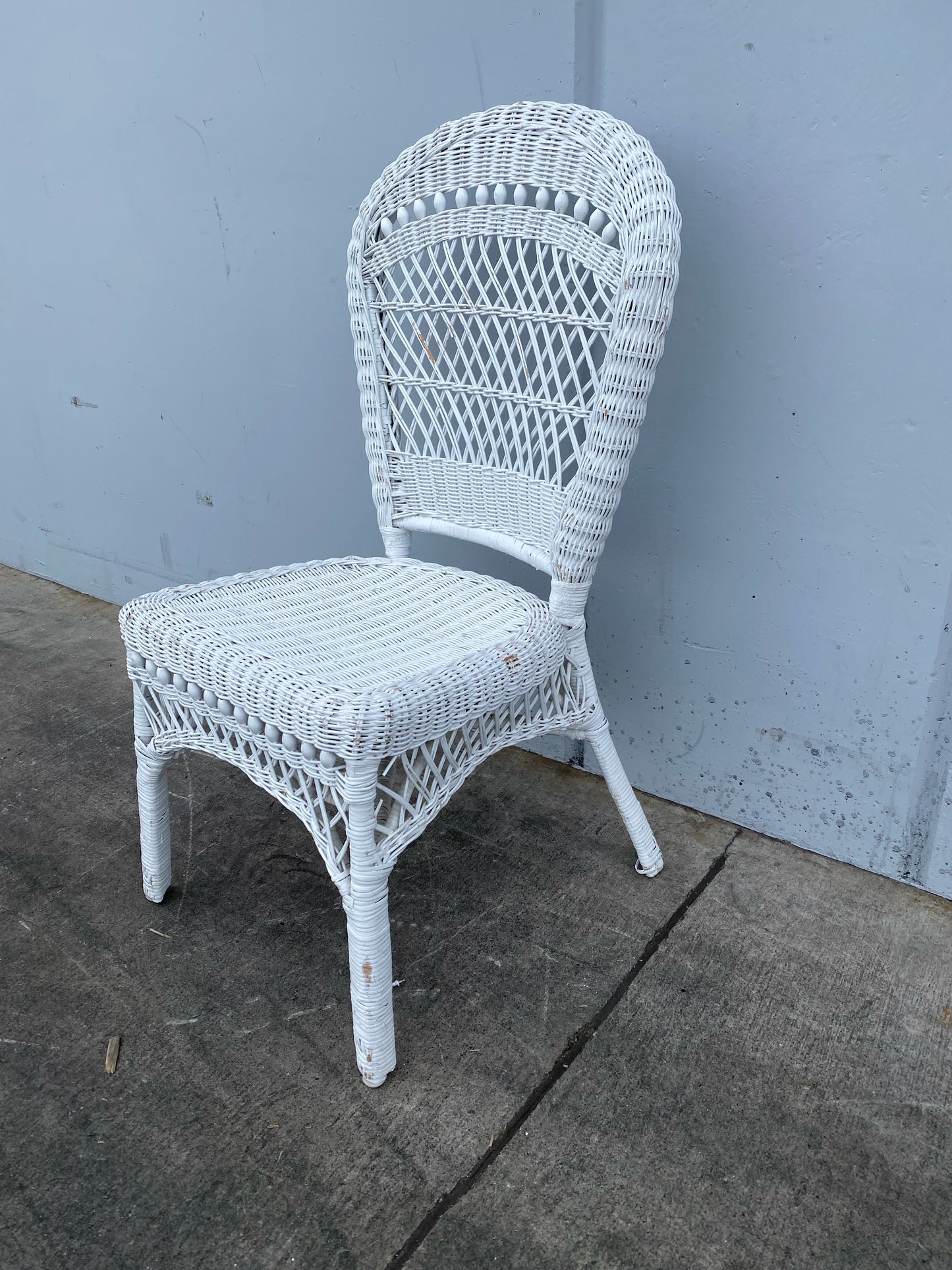 white side chair wicker/ cane/ rattan