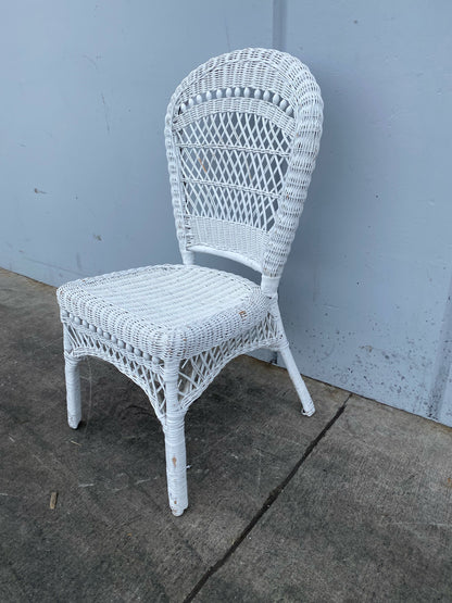 white side chair wicker/ cane/ rattan