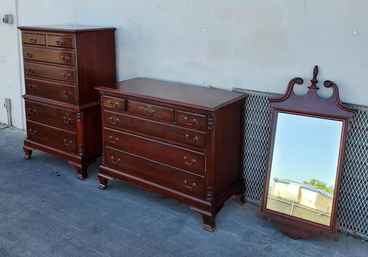 Antique/vintage bedroom set tall dresser/highboy and dresser chest with mirror