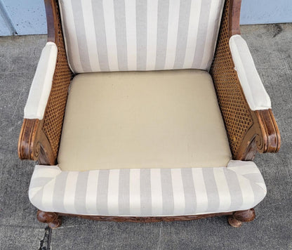 wicker/cane/rattan striped armchair vintage