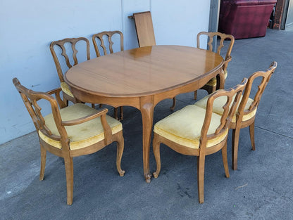 Vintage Dining Set wood oval French provincial table and 6 chairs